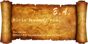 Birle Annamária névjegykártya